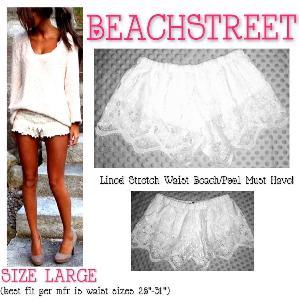 Beachstreet Lined Lace Shorts Size Large Like New - Picture 1 of 7